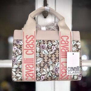 Cavalli Class Floral Crossbody Bag - Beige and Pink